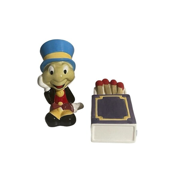 Walt Disney Pinocchio Jiminy Cricket and MatchBox Salt and Pepper Shakers RARE - Picture 1 of 12